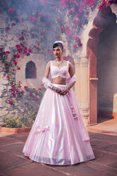 Blush Pink Shimmer Organza Lehenga Set